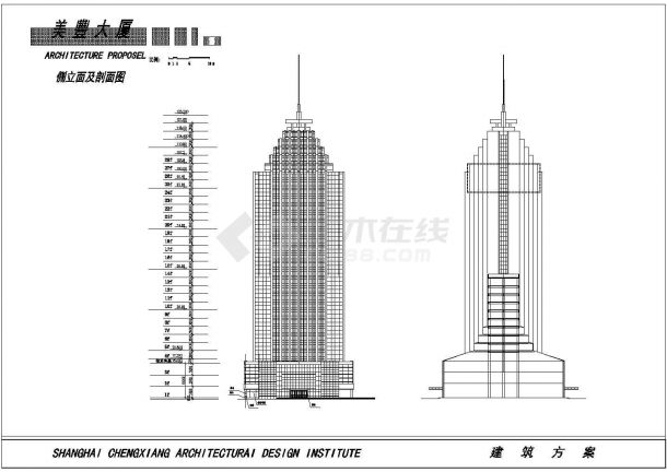 某地33层核心筒结构美丰大厦建筑方案设计图-图二