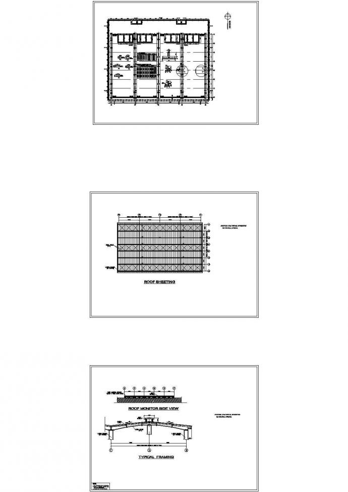 某单层钢结构展厅设计cad结构施工图（英文标注）_图1