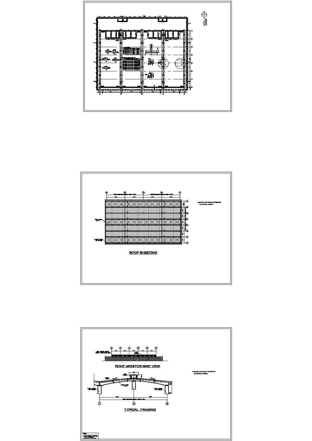 某单层钢结构展厅设计cad结构施工图（英文标注）