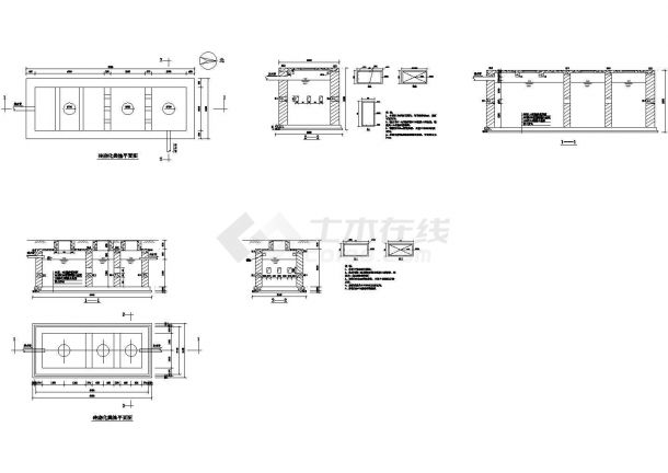 砖砌化粪池设计cad图，共八张-图二