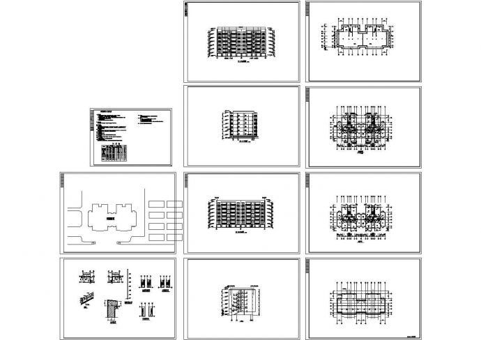 七层二单元对称户型城市小区住宅设计图纸_图1