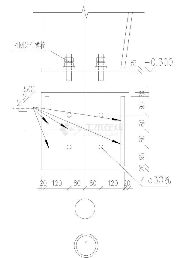 某400X350柱脚节点构造详图CAD设计-图一