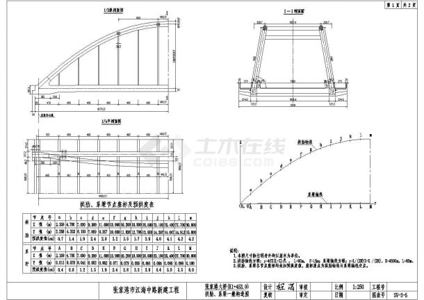 某大桥提篮式拱桥建筑设计施工图-图二