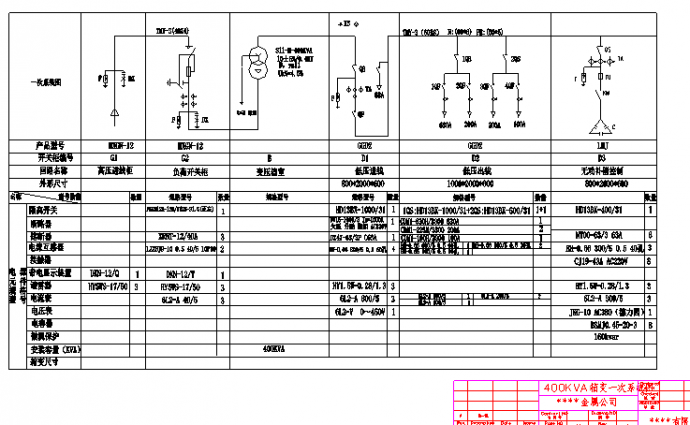 某金属公司400箱变电气设计图纸_图1