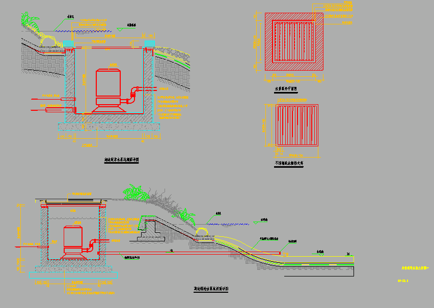 园林给排水安装大样cad图，共三张