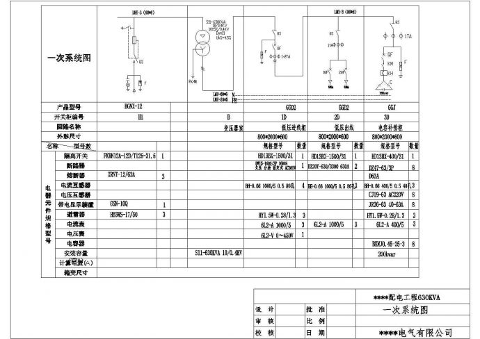 某工程临电630KVA箱变电气设计图纸_图1