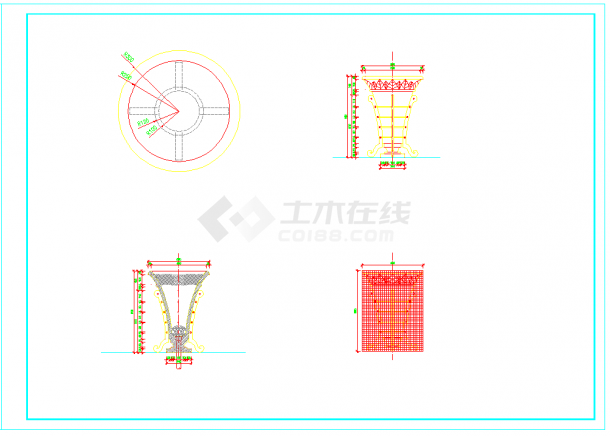 二个玻璃钢种植花钵CAD施工图(两张图纸)-图二