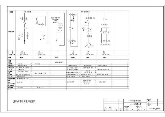 某配电工程1000箱变电气设计图纸_图1