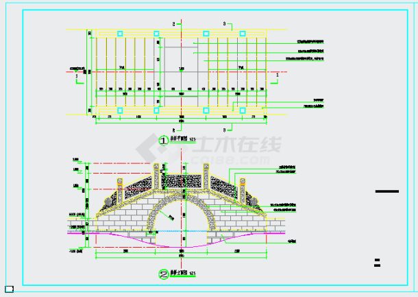 浆砌石拱桥土建及结构CAD施工图-图一