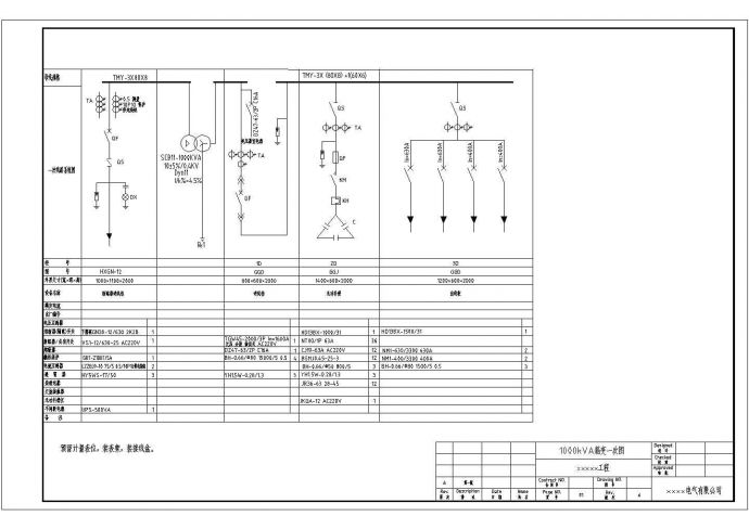 某工程1000KVA欧式箱变电气设计图_图1