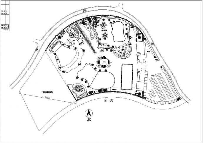 一个小公园绿化种植图和假设立面设计图_图1