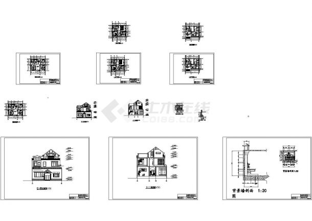 三层别墅建筑学生课程设计方案（含建筑图）-图一