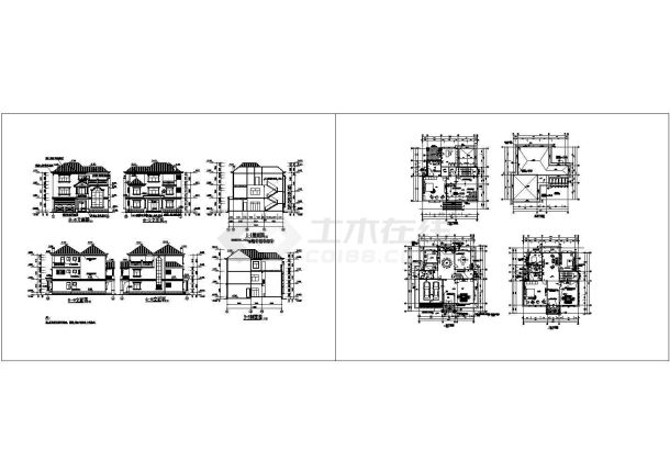 扬州市区某3层别墅建筑设计CAD图纸-图一