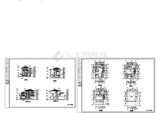 某郊区3层别墅建筑设计CAD图纸-图一