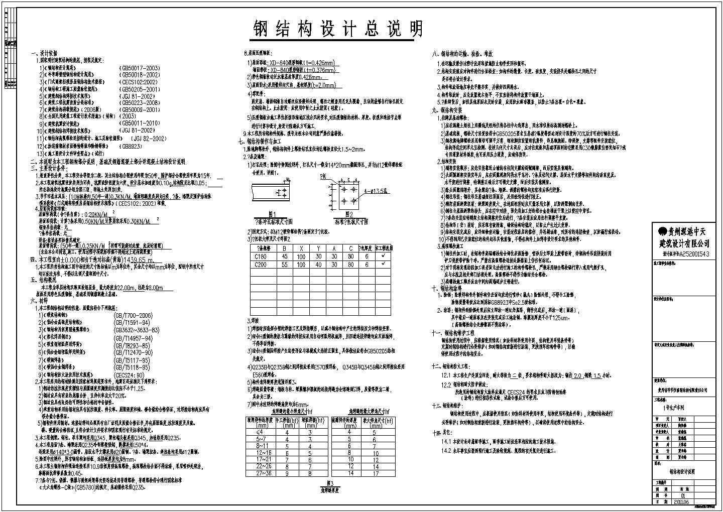 某钢结构厂房建筑结构施工图