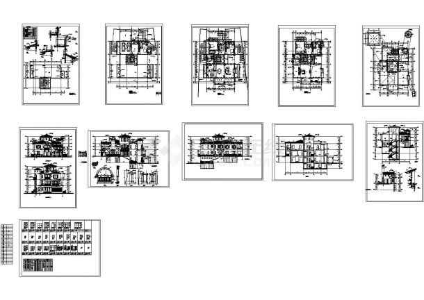 地下1地上3层深圳区欧美风格别墅建筑施工CAD图纸-图一