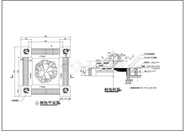 树池设计施工CAD布置图-图二