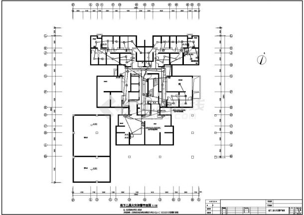 三十二层商住楼全套平面电气系统施工CAD参考详细图-图二
