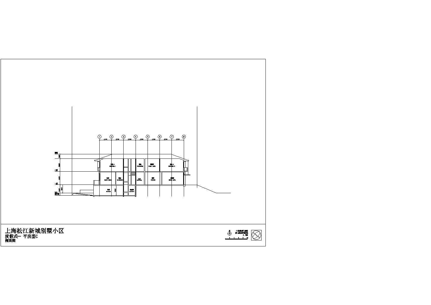 上海某新城别墅建筑施工CAD图纸