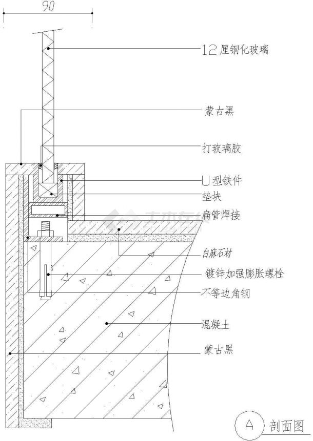 楼梯栏杆固定CAD详图-图二