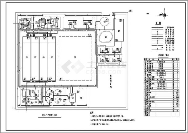 陕西某污水厂cass工艺施工CAD图纸（粗格栅间 泵房、污泥浓缩池、细格栅 沉砂池）-图二