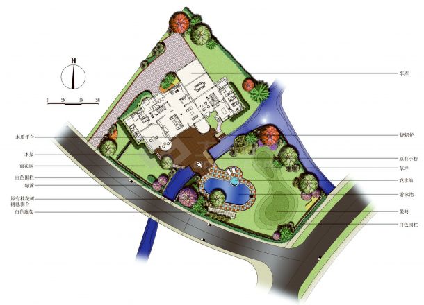 上海西郊庄园别墅景观设计效果图-图二