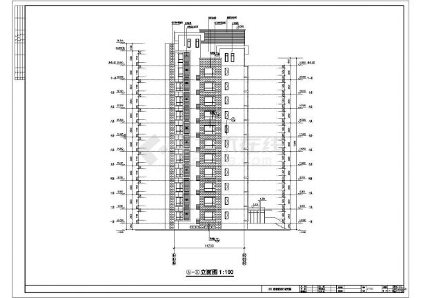 广东某十三层3居室全套建筑图-图一