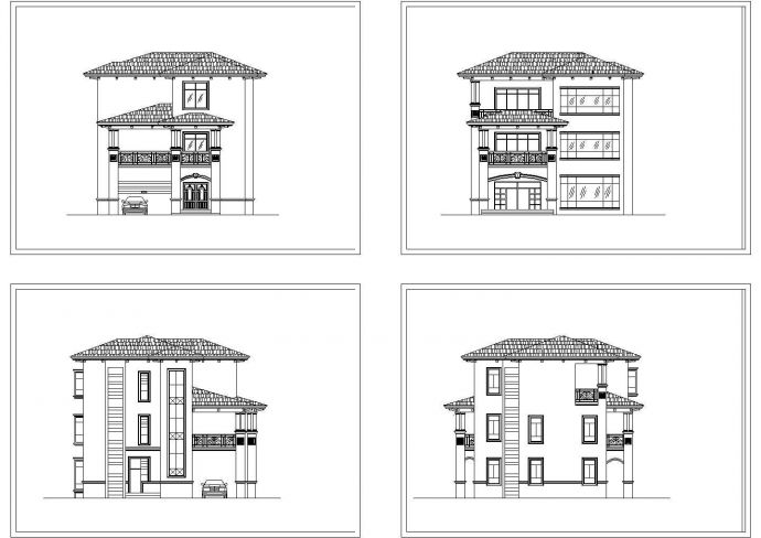 某三层别墅立面设计CAD图_图1