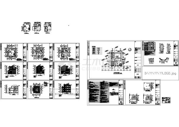 3层独栋别墅建筑结构设计CAD施工图-图一
