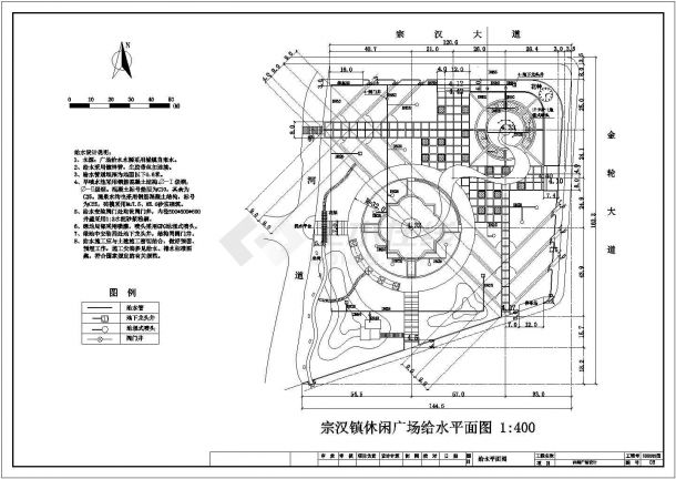 某休闲广场给水平面CAD图-图一