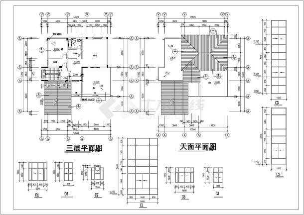 某别墅施工cad参考样图-图一