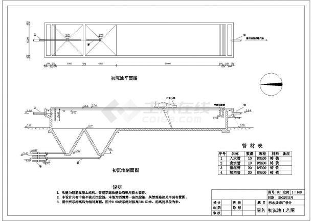 某污水处理厂总平面图及构筑物设计cad图纸，共9张-图二