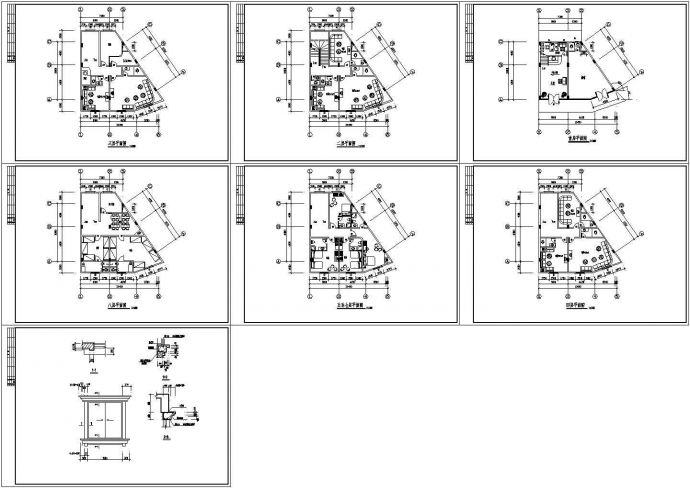 八层酒店方案设计cad图(含平面图，共七张)_图1