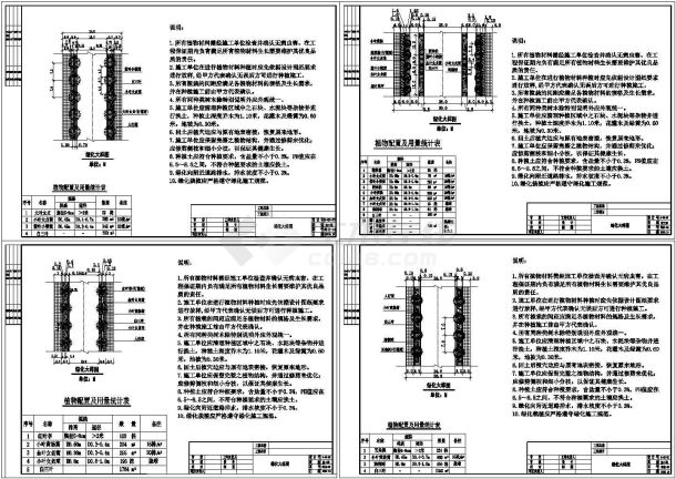 四条道路绿化CAD施工图-图一