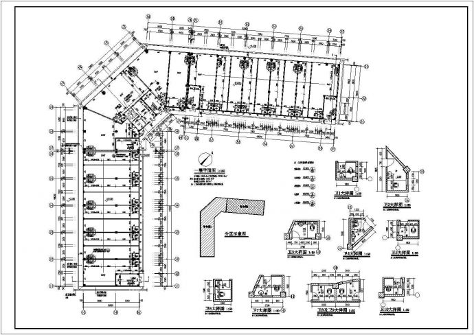 某某厂区6层宿舍楼平立剖面CAD布置图_图1