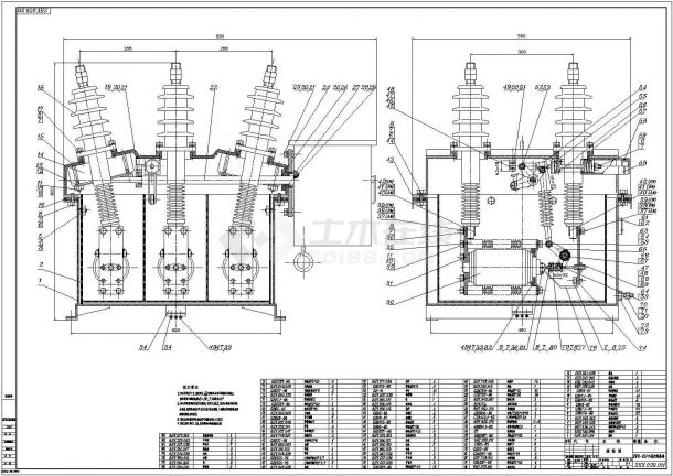 ZW8-12户外真空断路器CAD详图-图一