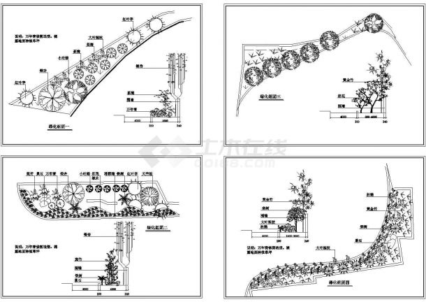 某园林景观公园绿化组团设计cad施工详图（甲级院设计）-图一