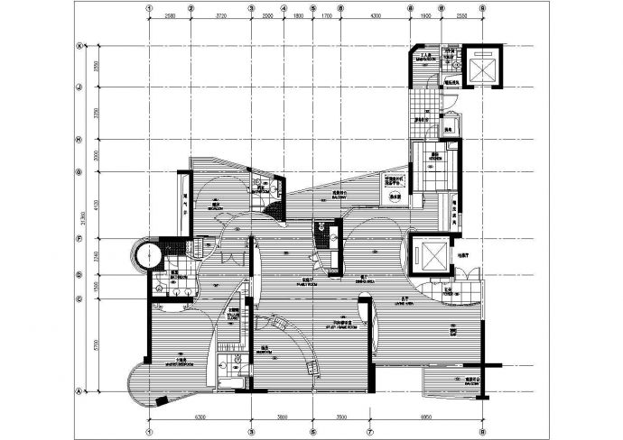 某精致样板房室内装修设计cad基础平面图_图1