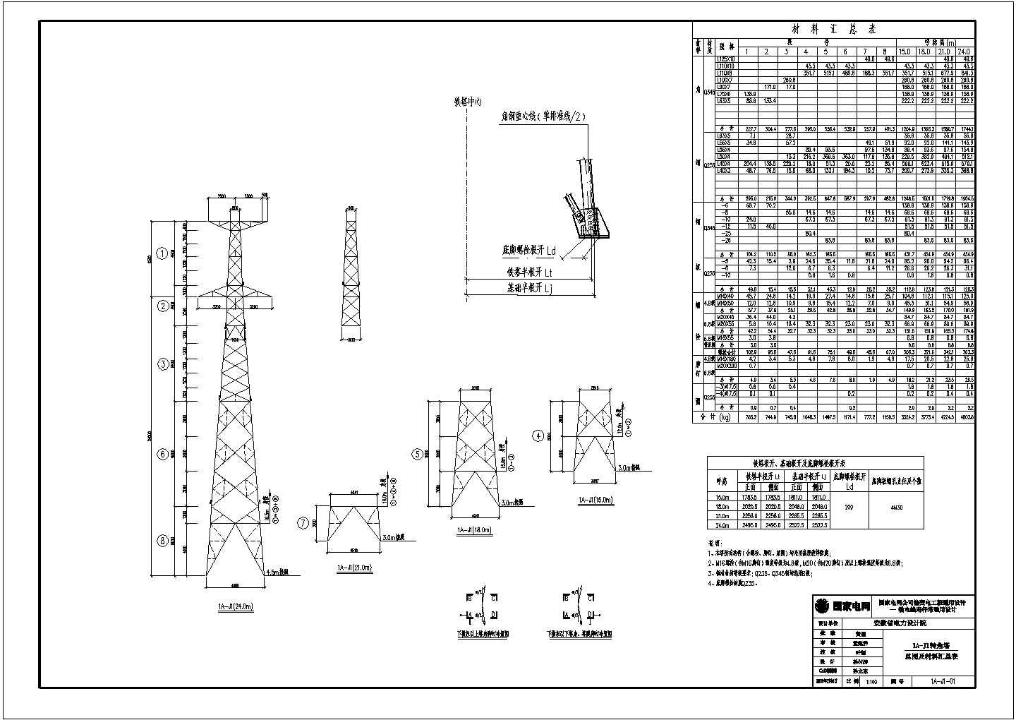 某地1A-J1铁塔结构CAD图