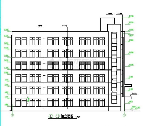 常州市某培训学校3900平米6层砖混教学楼建筑设计CAD图纸-图二