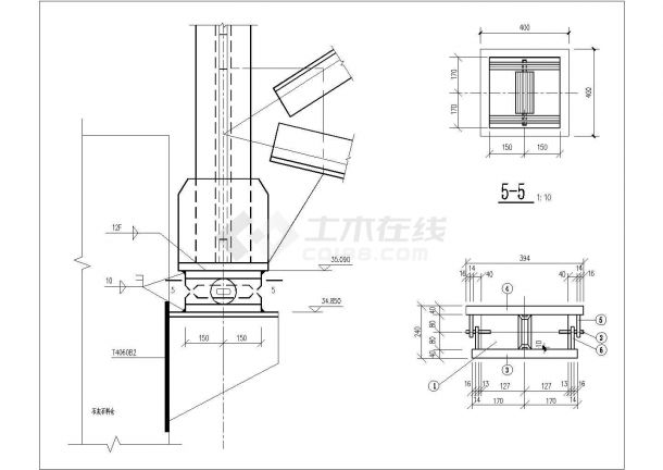 钢桁架与牛腿连接剖面CAD参考图-图二