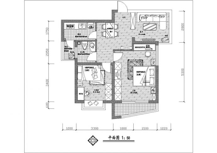 某住宅楼一室一厅阳光房室内设计施工图_图1