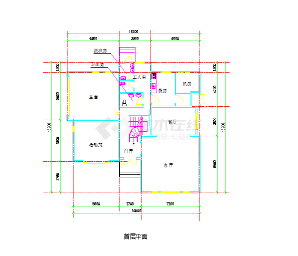 别墅户型施工平面CAD方案图-图二