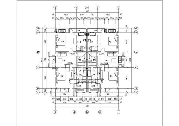 某小区标准别墅设计CAD参考图_图1