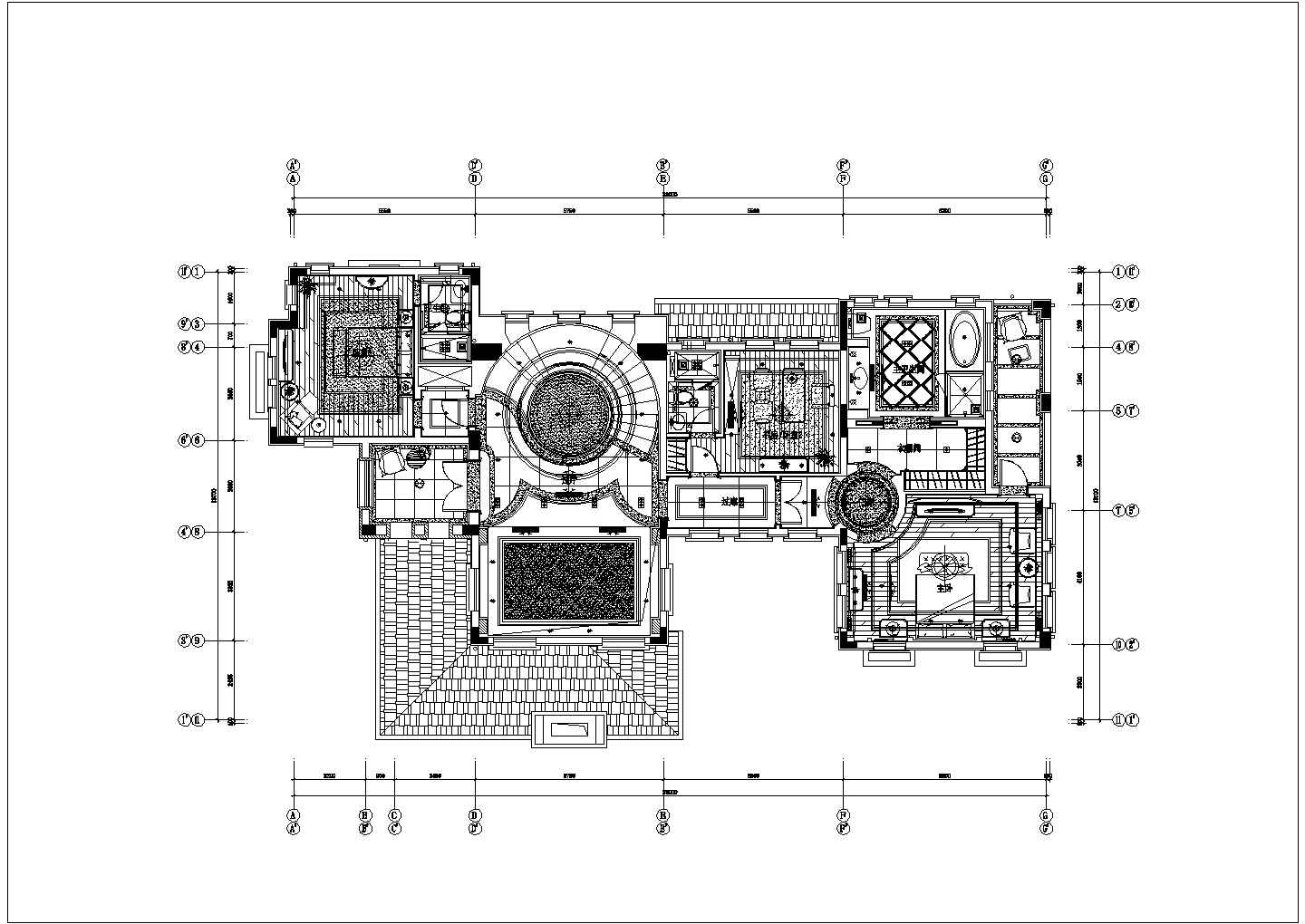 一套欧式高端三层别墅的室内设计施工图