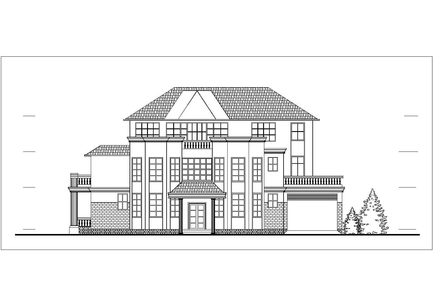 三层框架结构欧式别墅建筑施工图纸