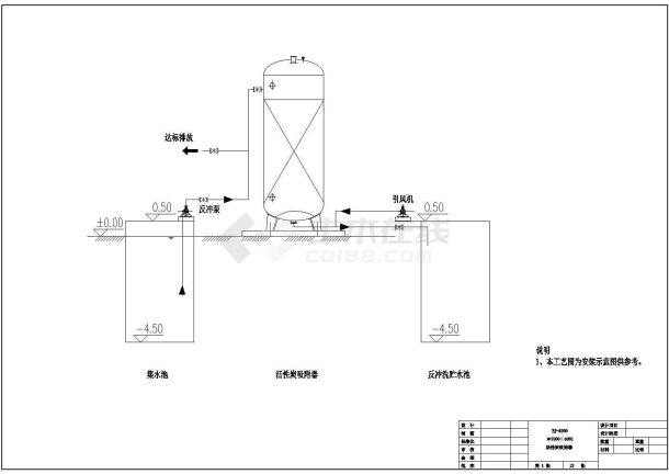 活性炭吸附塔水处理用构筑物工艺流程图-图一