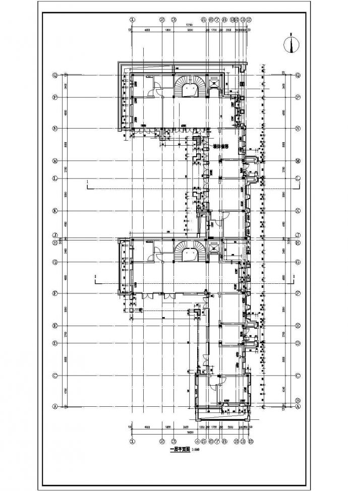 某地区欧式联排别墅建筑CAD布置图_图1