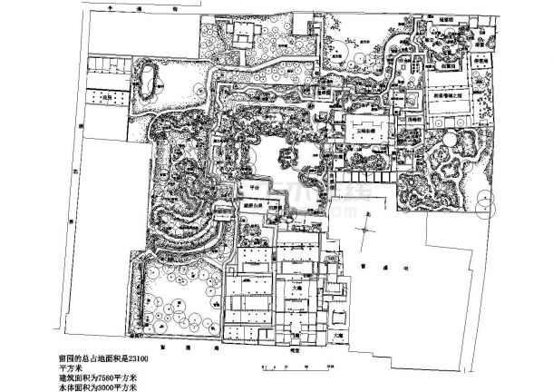著名古典园林留园平面CAD-图一