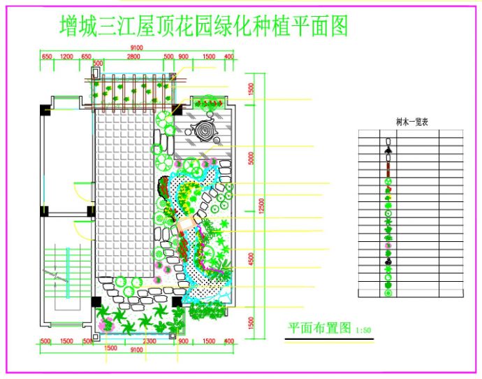 增城三江屋顶花园绿化种植平面图_图1